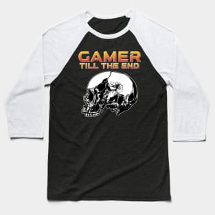 Gamer Till The End Side Skull Orange Baseball T-Shirt